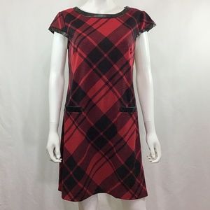 R&K Originals Black/Red Plaid Cap Sleeve Dress